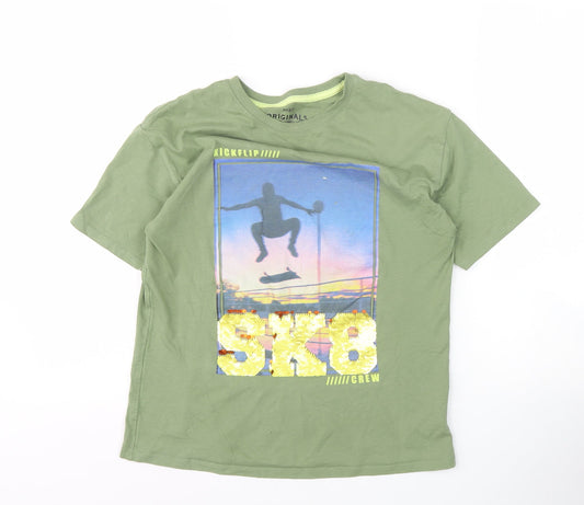 Marks and Spencer Boys Green Skateboard T-Shirt 11-12 Years