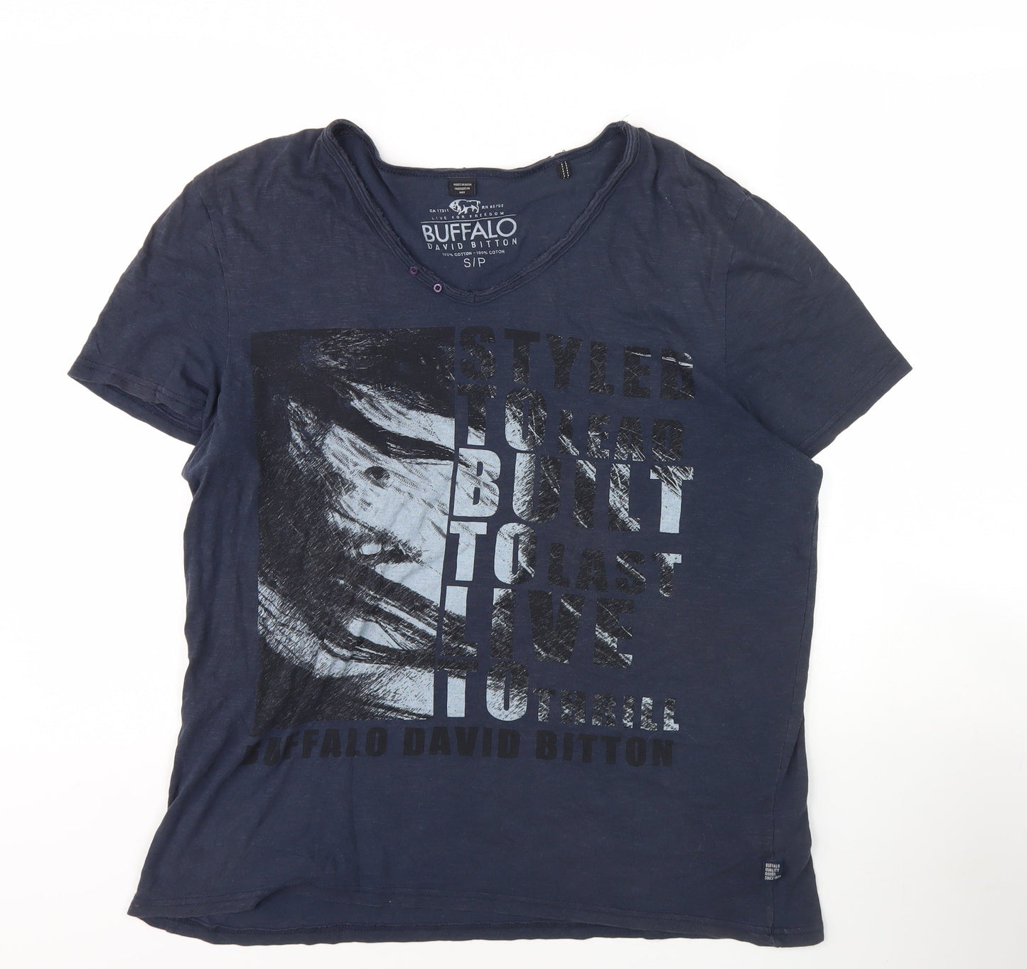 Buffalo David Bitton Men's Graphic Blue T-Shirt Size S