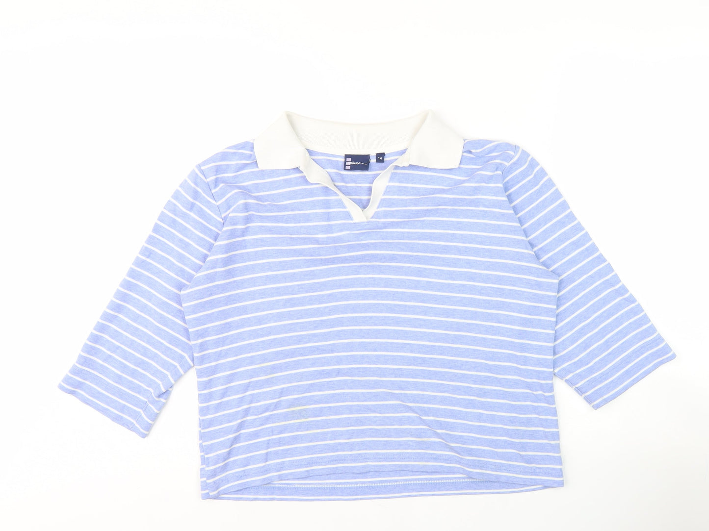 Women's Blue Striped Polo Shirt Size 14