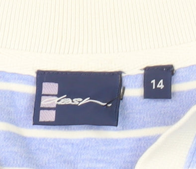 Women's Blue Striped Polo Shirt Size 14