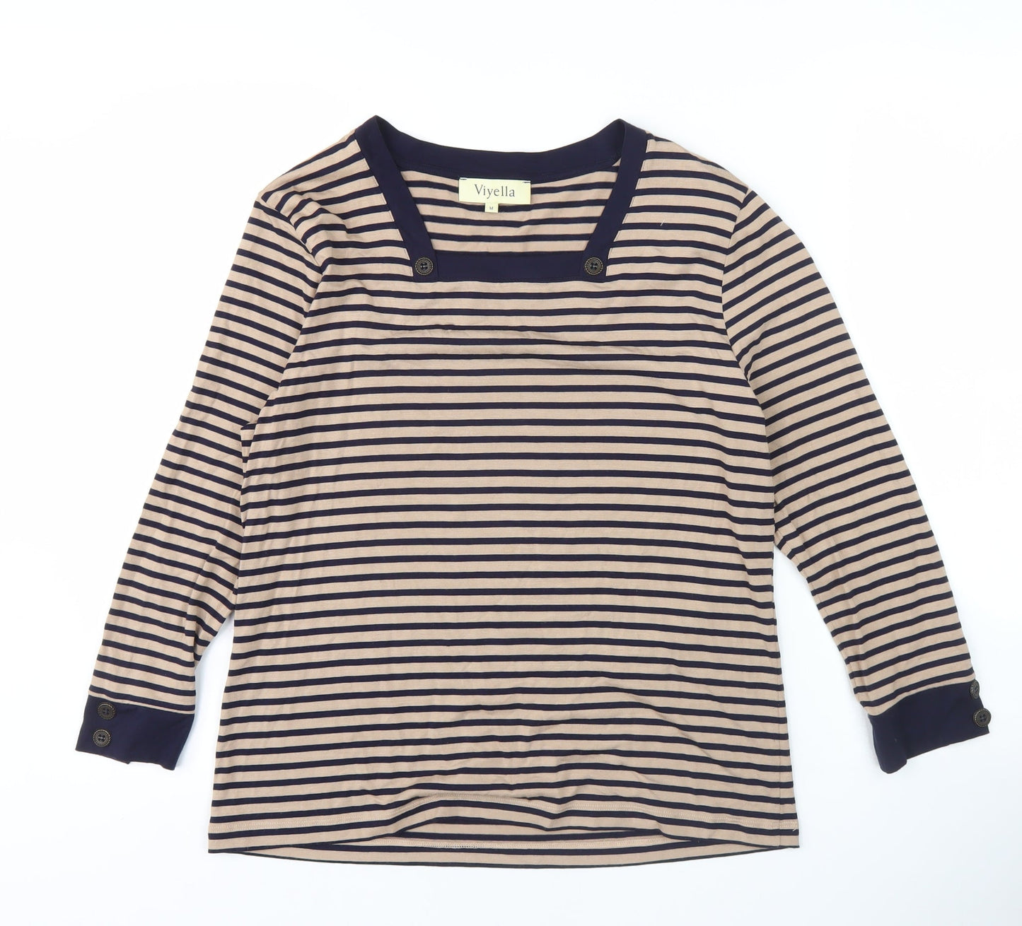 Viyella Women's Striped T-Shirt Beige M