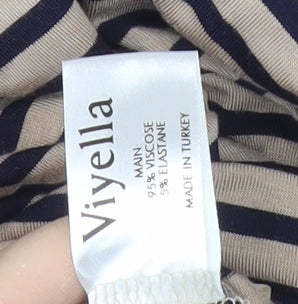Viyella Women's Striped T-Shirt Beige M