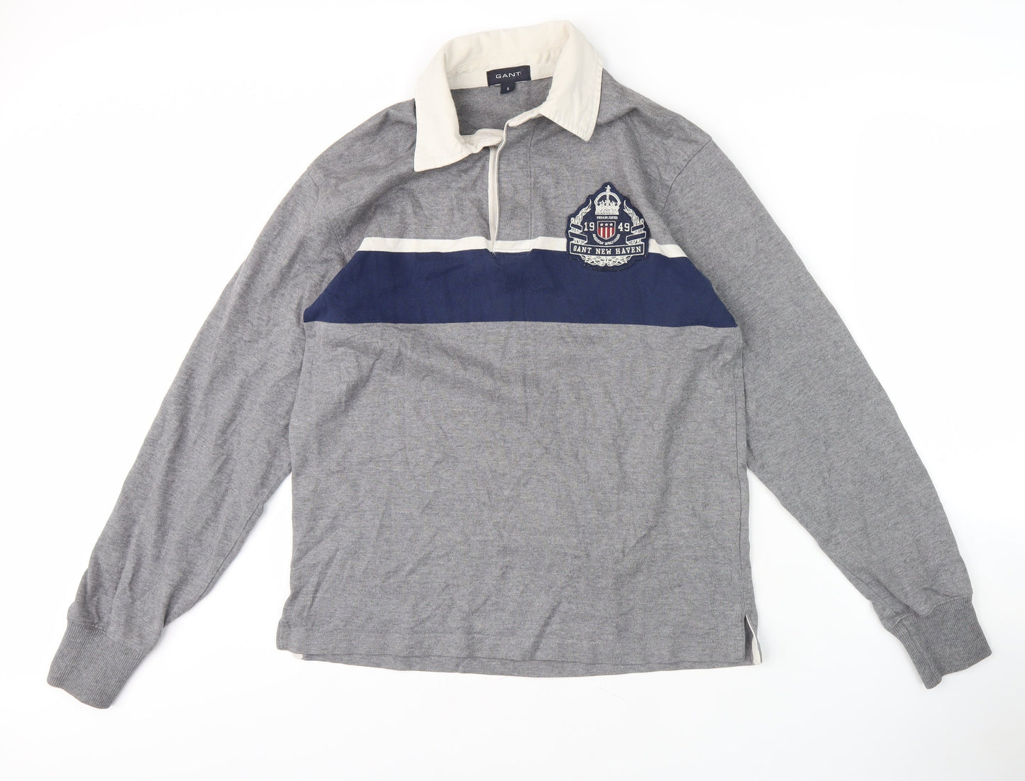Gant Men's Grey Long Sleeve Polo Shirt, Size S