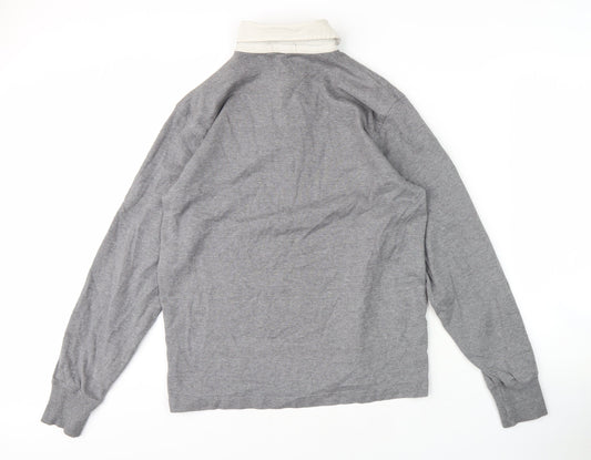 Gant Men's Grey Long Sleeve Polo Shirt, Size S