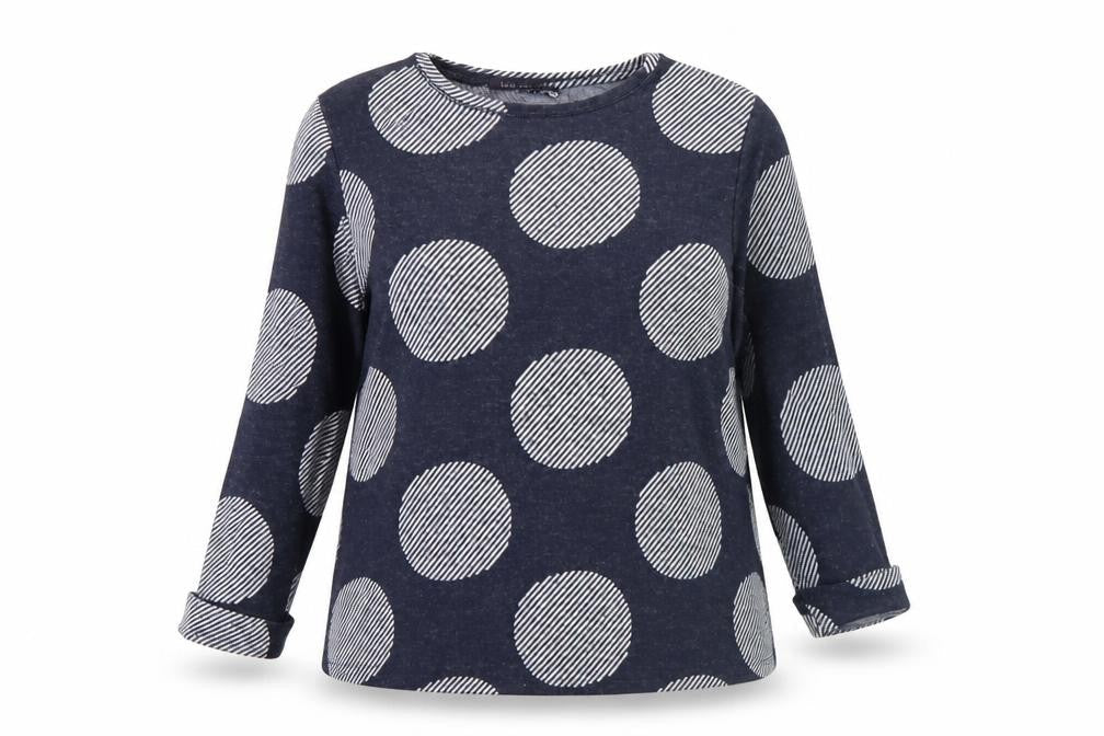 Front view of Marks & Spencer Women's Blue Polka Dot Top, size 16