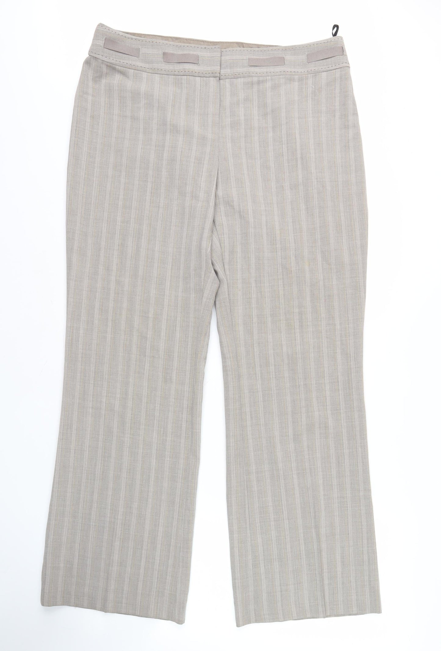 Marks and Spencer Women Beige Striped Trousers Size 16