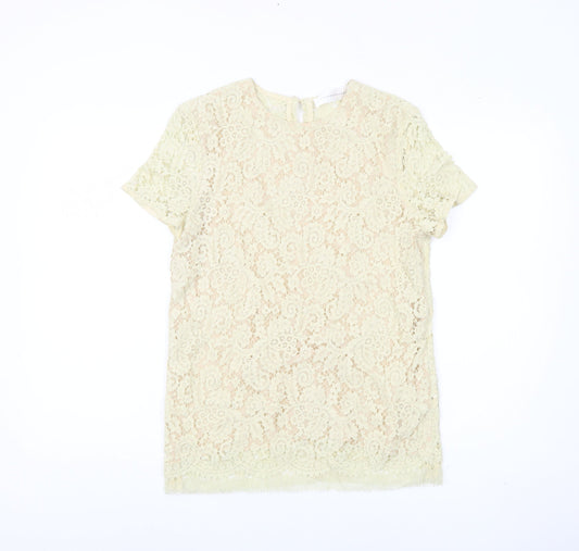 Victoria Beckham Beige Lace Blouse UK 10 Women's