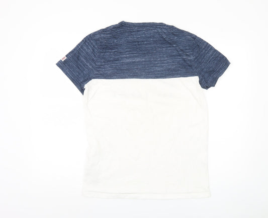 Hollister Men's Blue White Colourblock T-Shirt M