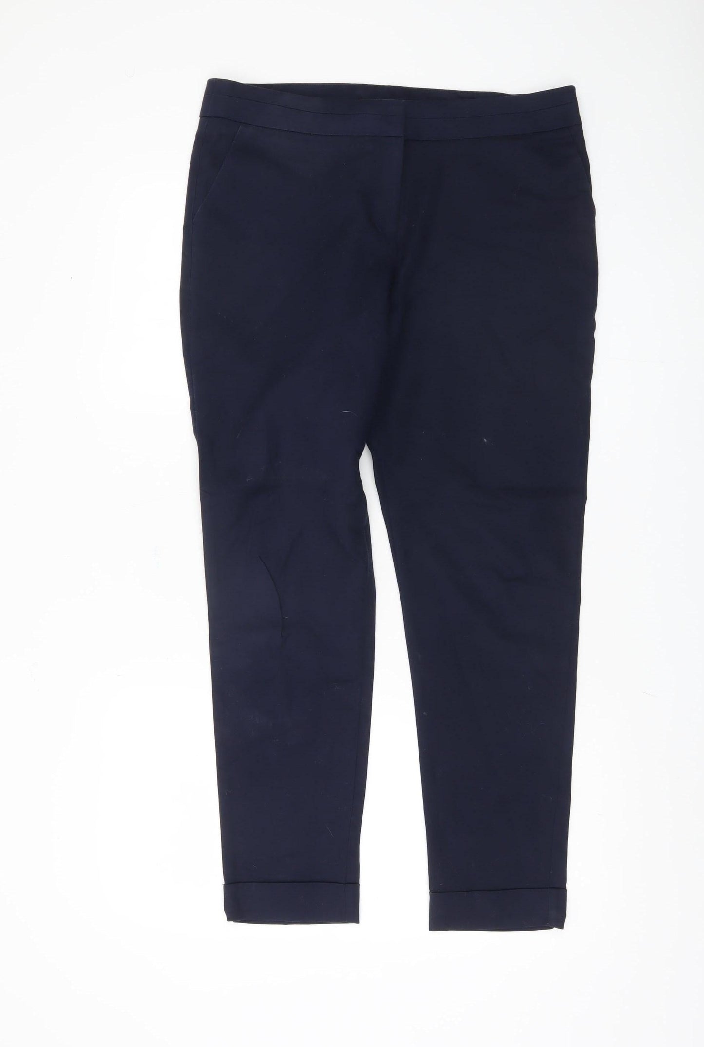 Warehouse Cropped Blue Trousers for Women - Size 12