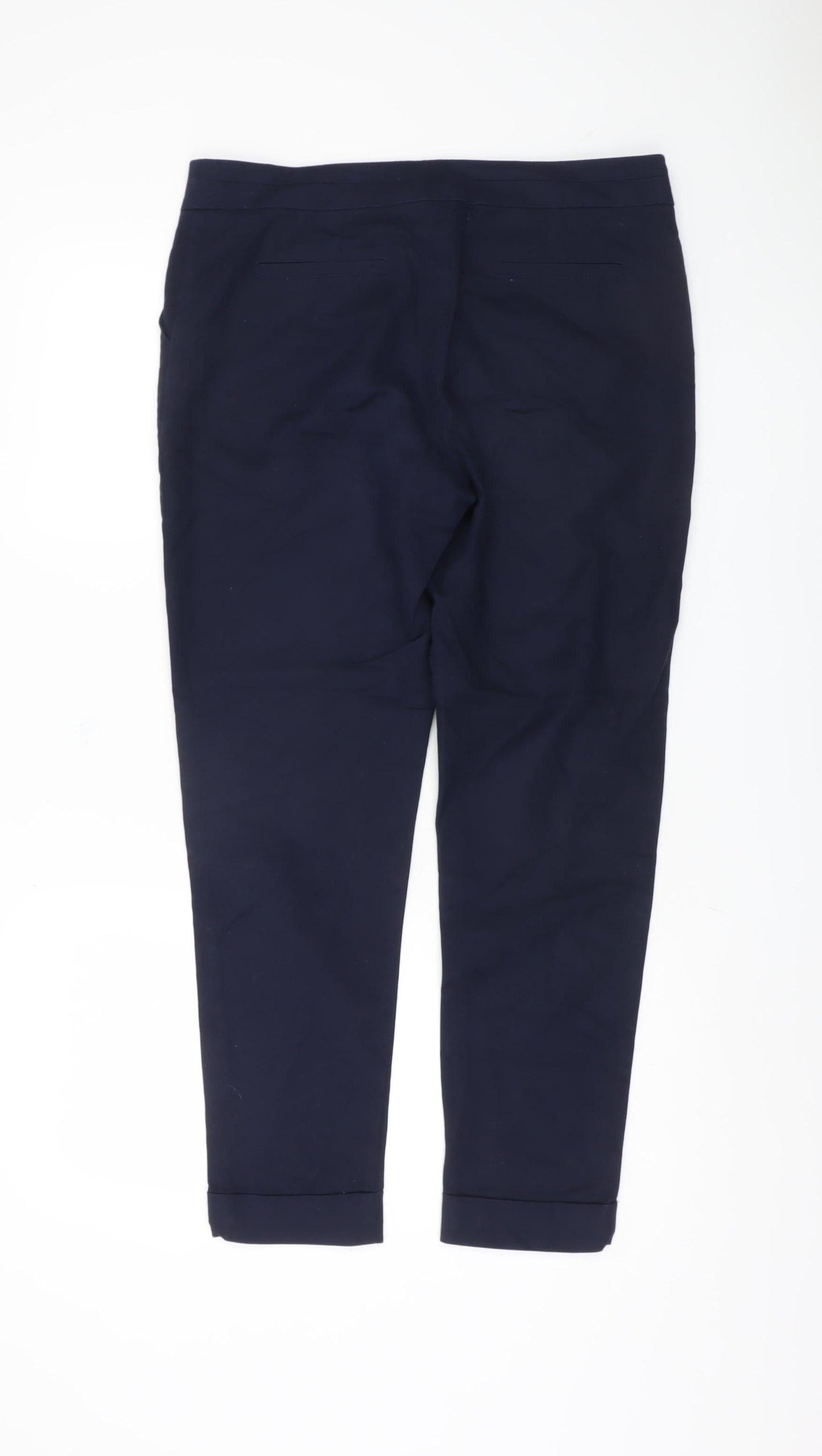 Warehouse Cropped Blue Trousers for Women - Size 12