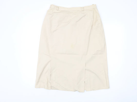 Canda Women's Beige Pencil Skirt, Size 18, Button Closure