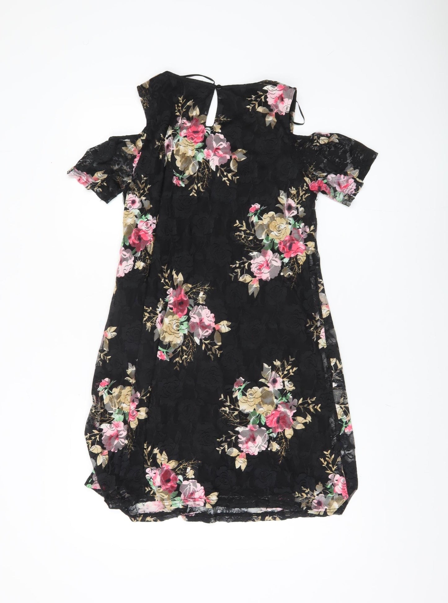 Select Women Black Floral Sheath Dress Size 14