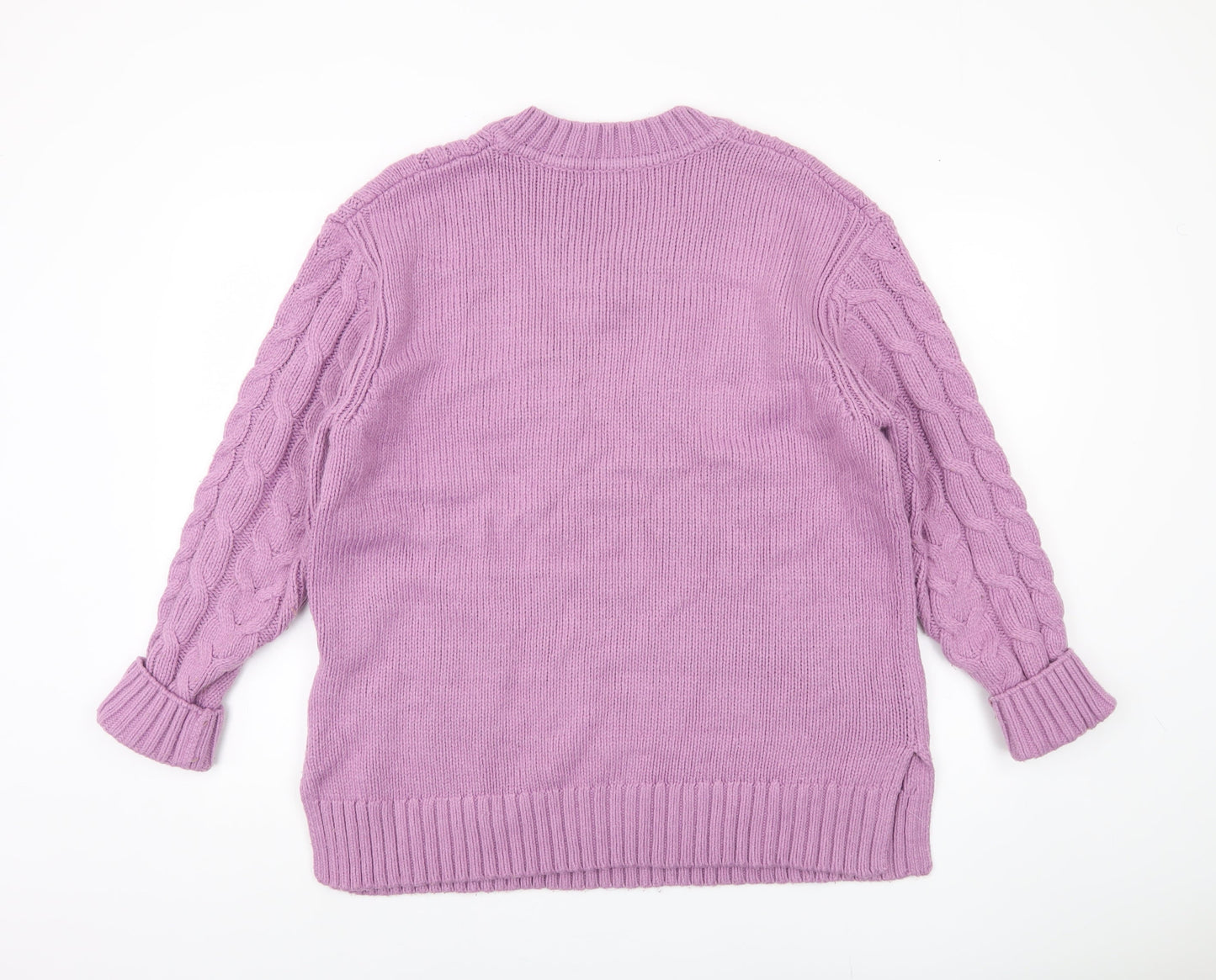 Marks and Spencer Women's Purple Cable-Knit Pullover L