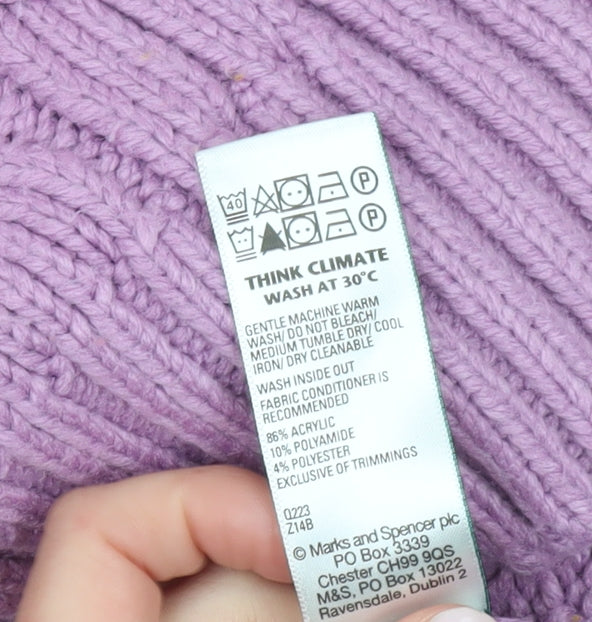 Marks and Spencer Women's Purple Cable-Knit Pullover L