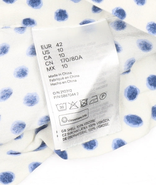 H&M Women’s White Polka Dot Midi Skirt Size 14