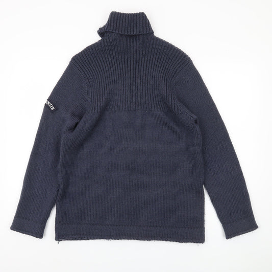 McKenzie Men's Blue Wool Roll Neck Jumper S