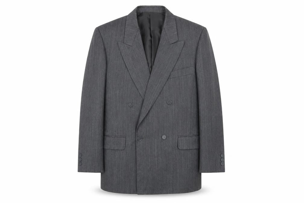 Harbarry of England Men's Grey Double-Breasted Blazer 40 Short