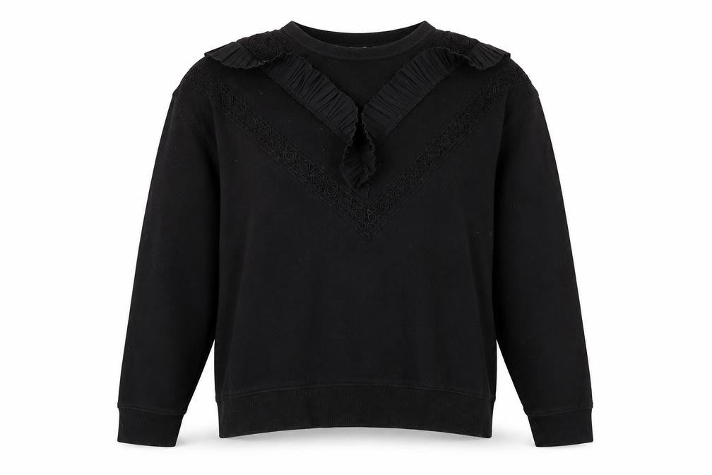 Front view of L.O.G.G Black Women's Sweatshirt, size 12, Casual Elegant