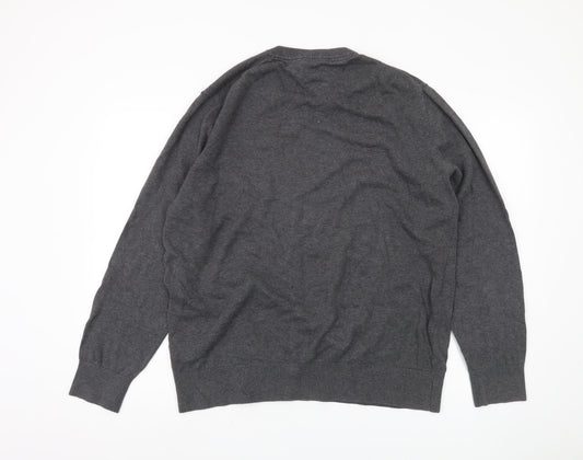 Tommy Hilfiger Men's Grey Pullover Jumper 2XL V-Neck