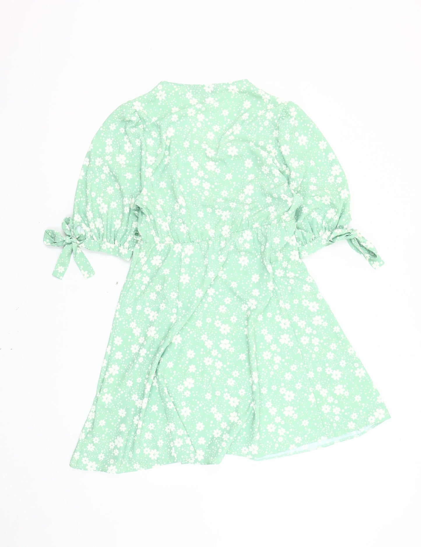 New Look Women's Green Floral Wrap Dress, Size 10