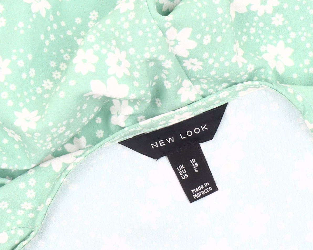 New Look Women's Green Floral Wrap Dress, Size 10