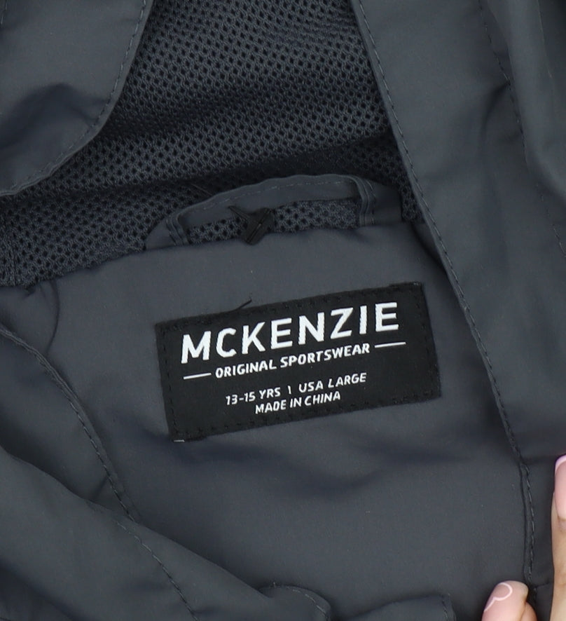 McKenzie Boys Black Basic Jacket L Hooded Full Zip