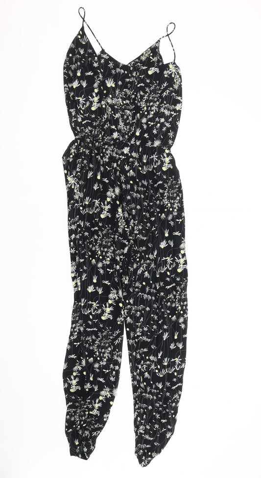 H&M Conscious Women's Black Floral Jumpsuit Size 6