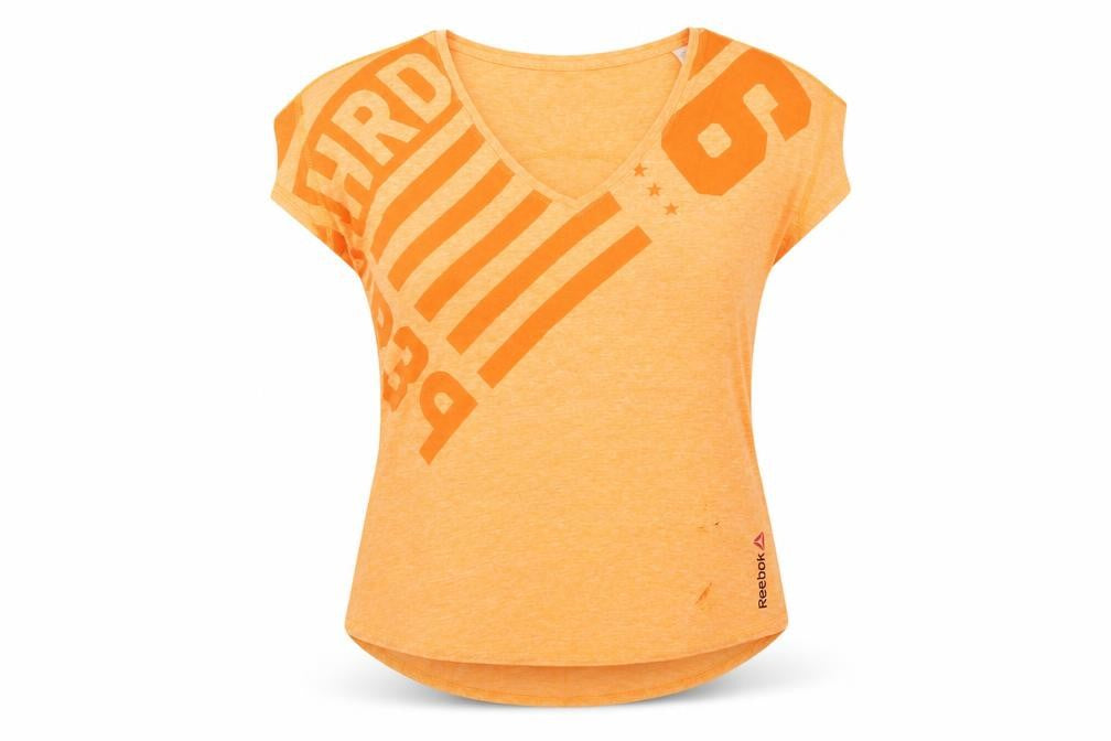 Womens UK Size S Reebok Orange Polyester Blend T-Shirt
