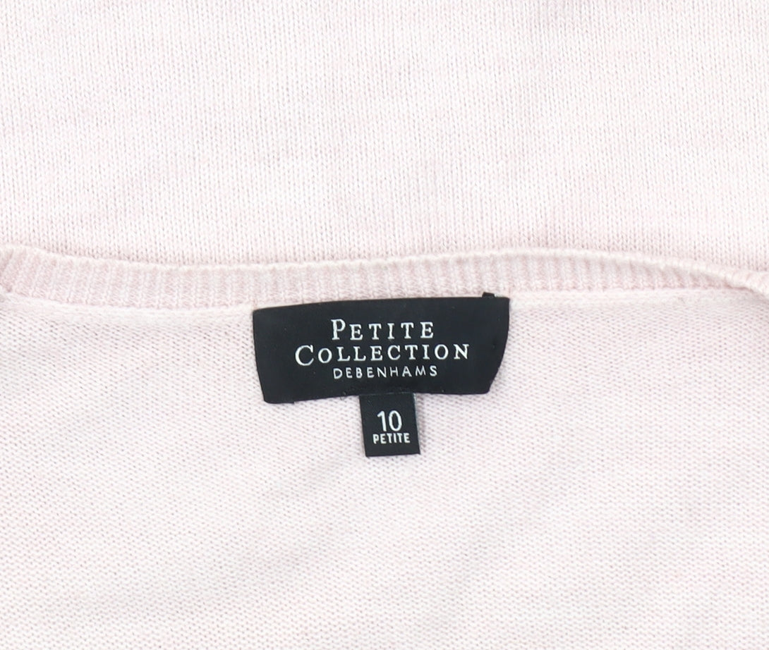 Debenhams Women's Pink V-Neck Cotton Jumper, Size 10