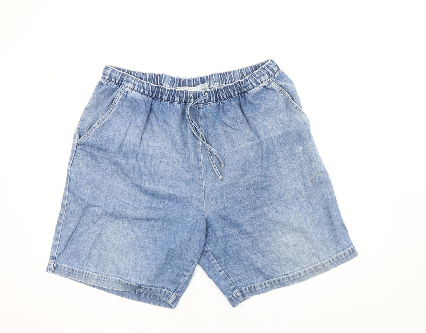 Essentials Women's Blue Sweat Shorts, Size 16, Drawstring Casual
