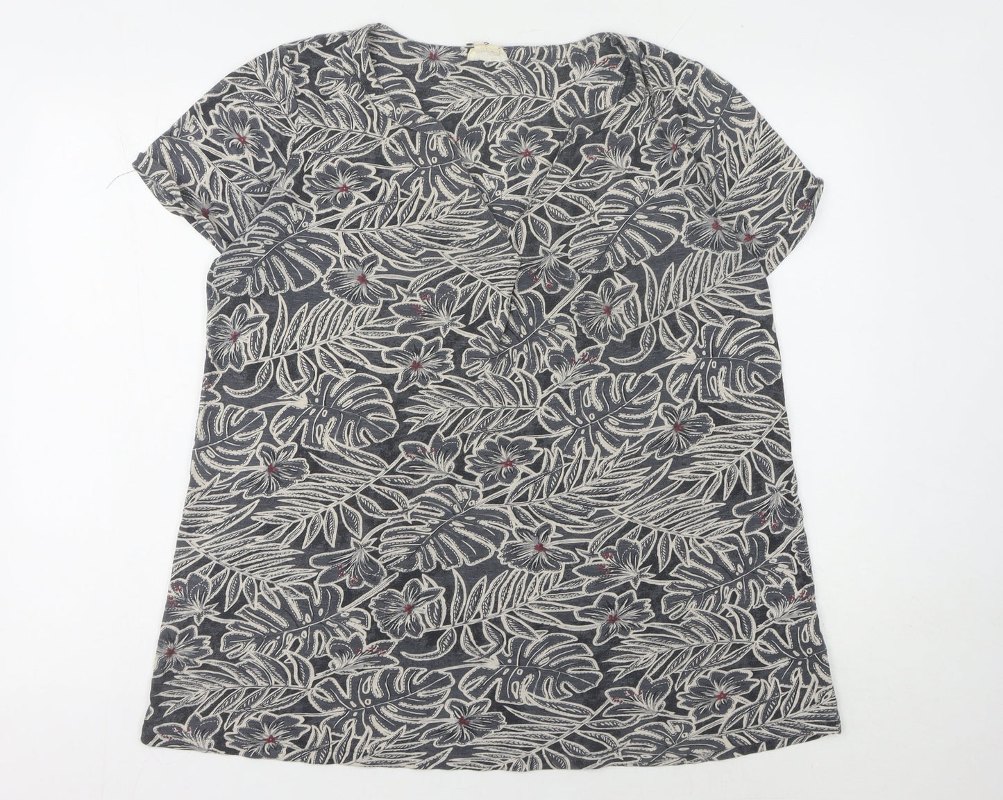 Fat Face Women's Grey Floral T-Shirt Size 12