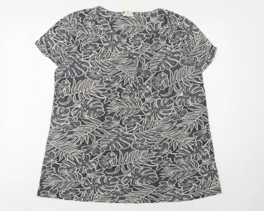 Fat Face Women's Grey Floral T-Shirt Size 12