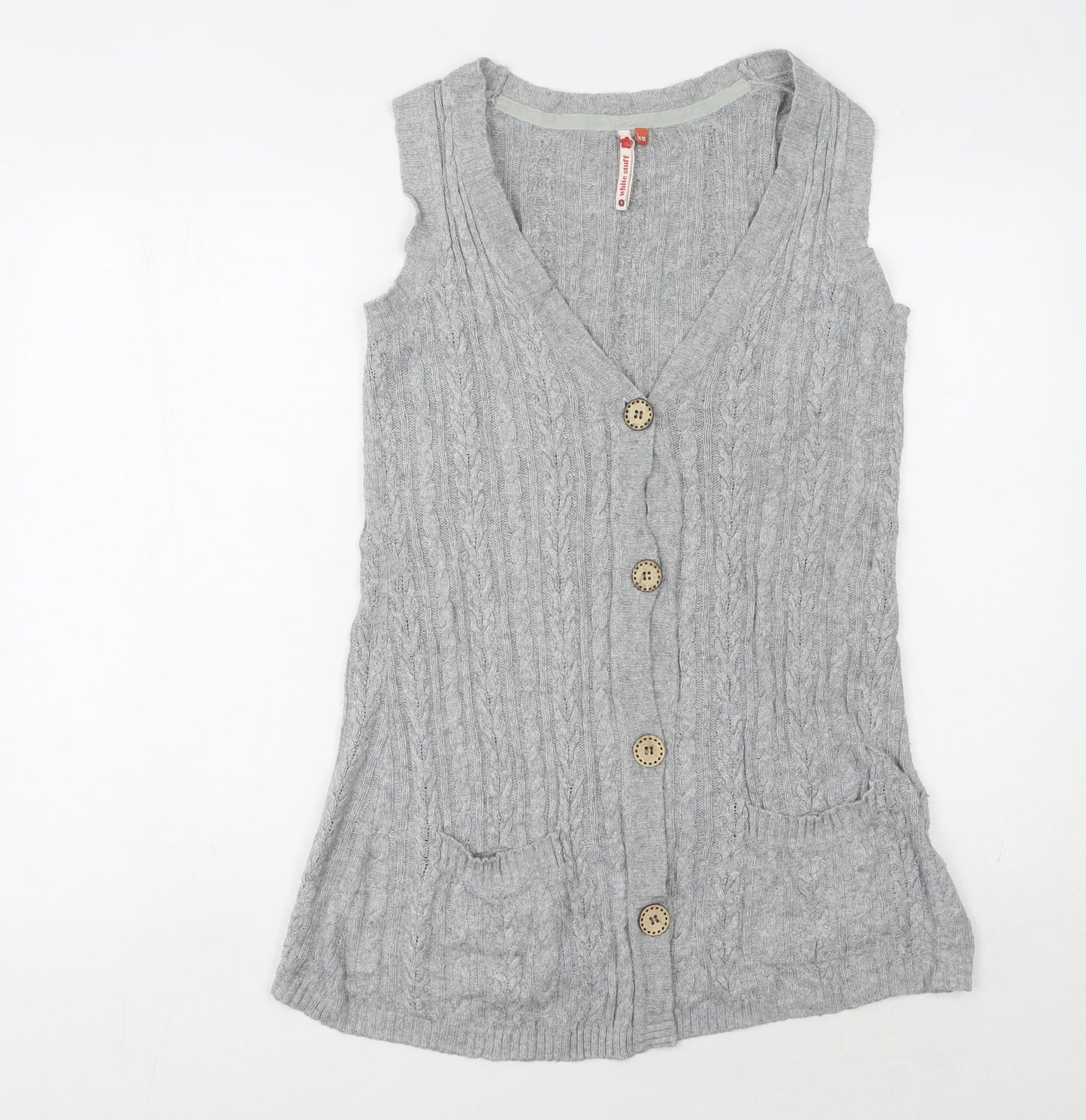 White Stuff Women's Grey Sleeveless Cable Knit Vest