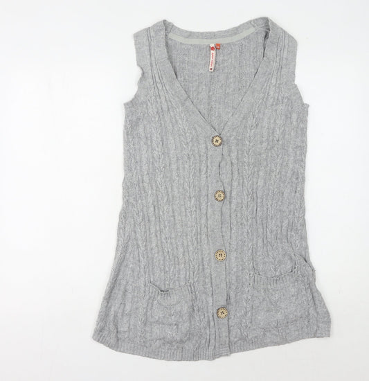 White Stuff Women's Grey Sleeveless Cable Knit Vest