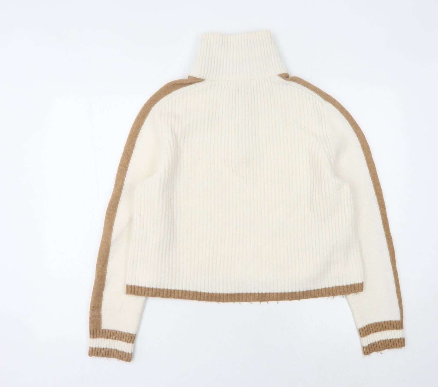 MNG Women's Ivory Pullover Jumper, Size S, Mock Neck