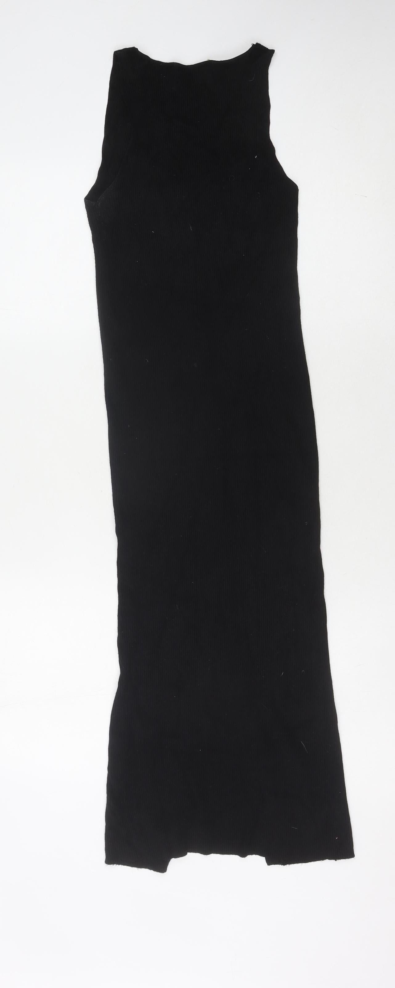 Bershka Women's Black Long Bodycon Dress Size 8