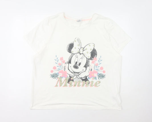 Disney Women's White Minnie Mouse T-Shirt Size 18