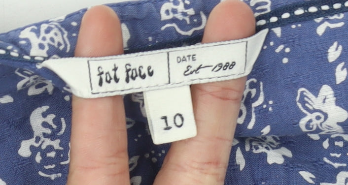 Fat Face Women's Blue Floral 3/4 Sleeve Blouse Size 10