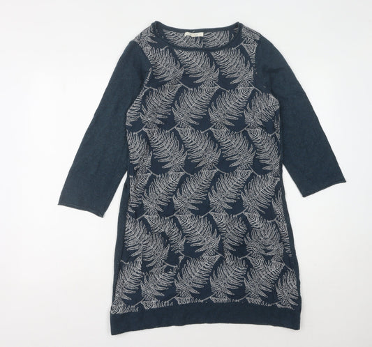 White Stuff Women's Blue Floral Knit Dress Size 12