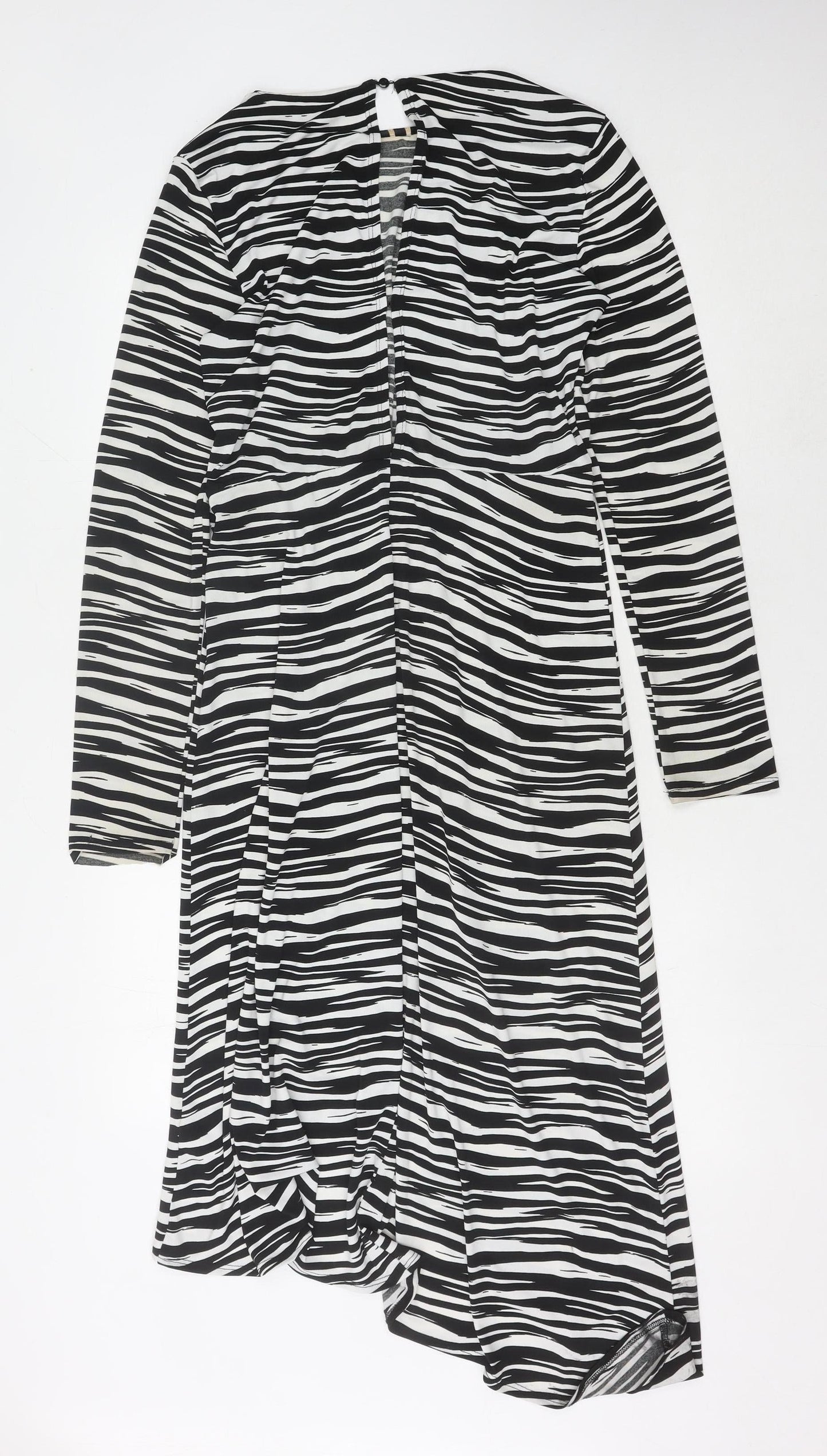 Warehouse Women's Black Asymmetric Animal Print Dress