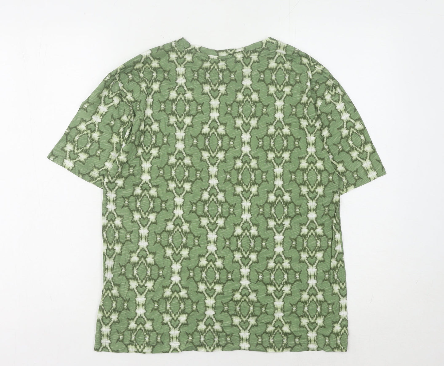 Marks and Spencer Women's Green Geometric T-Shirt - Size 8
