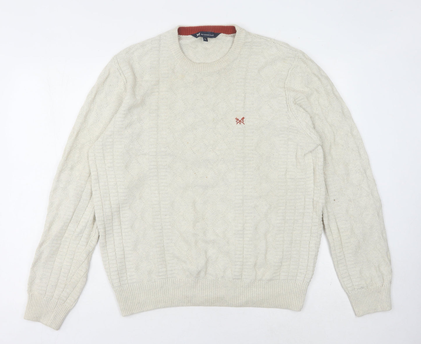 Crew Clothing Men’s Ivory Cotton Pullover Jumper L