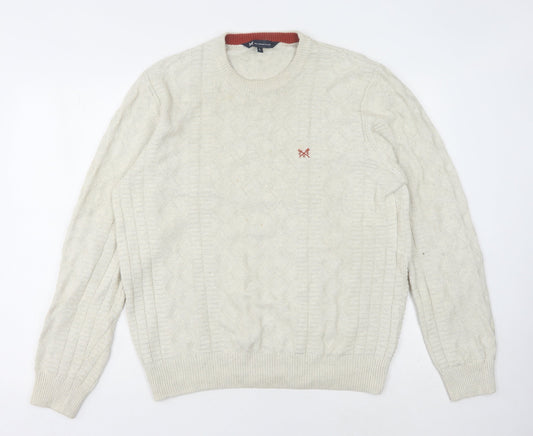 Crew Clothing Men’s Ivory Cotton Pullover Jumper L