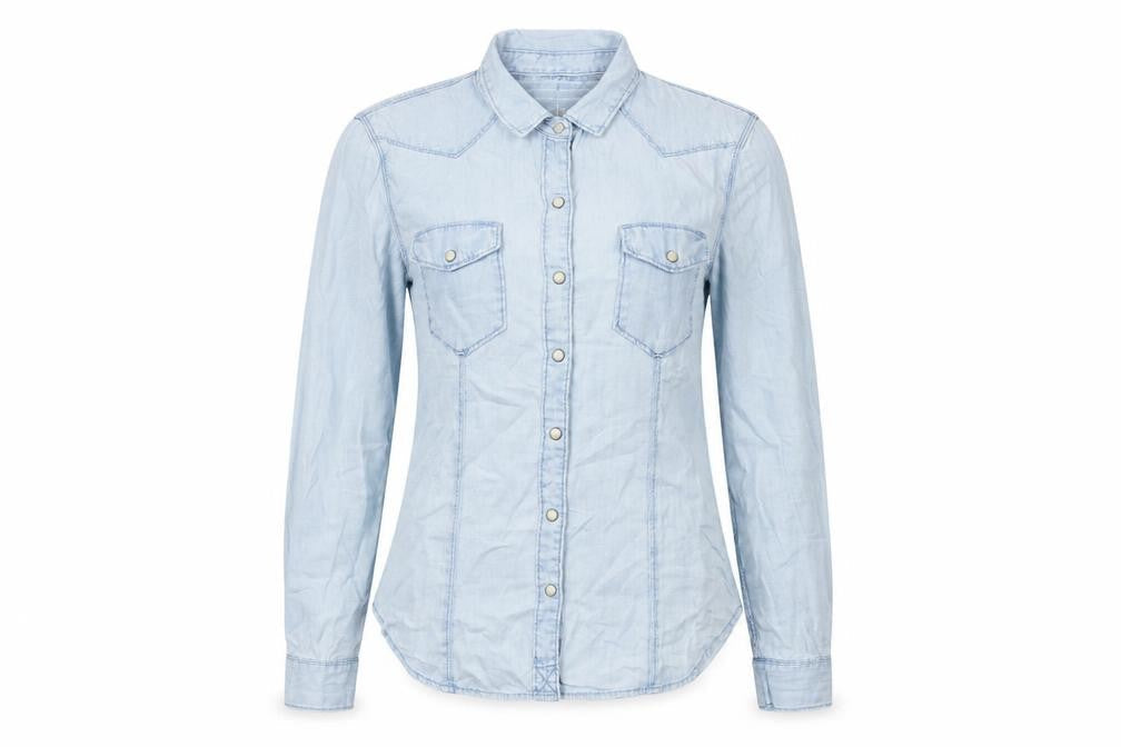 Womens UK Size 8 Gap Blue Cotton Button-Up