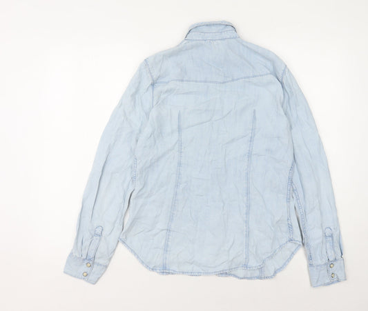 Gap Women's Blue Button-Up Shirt - Size 8