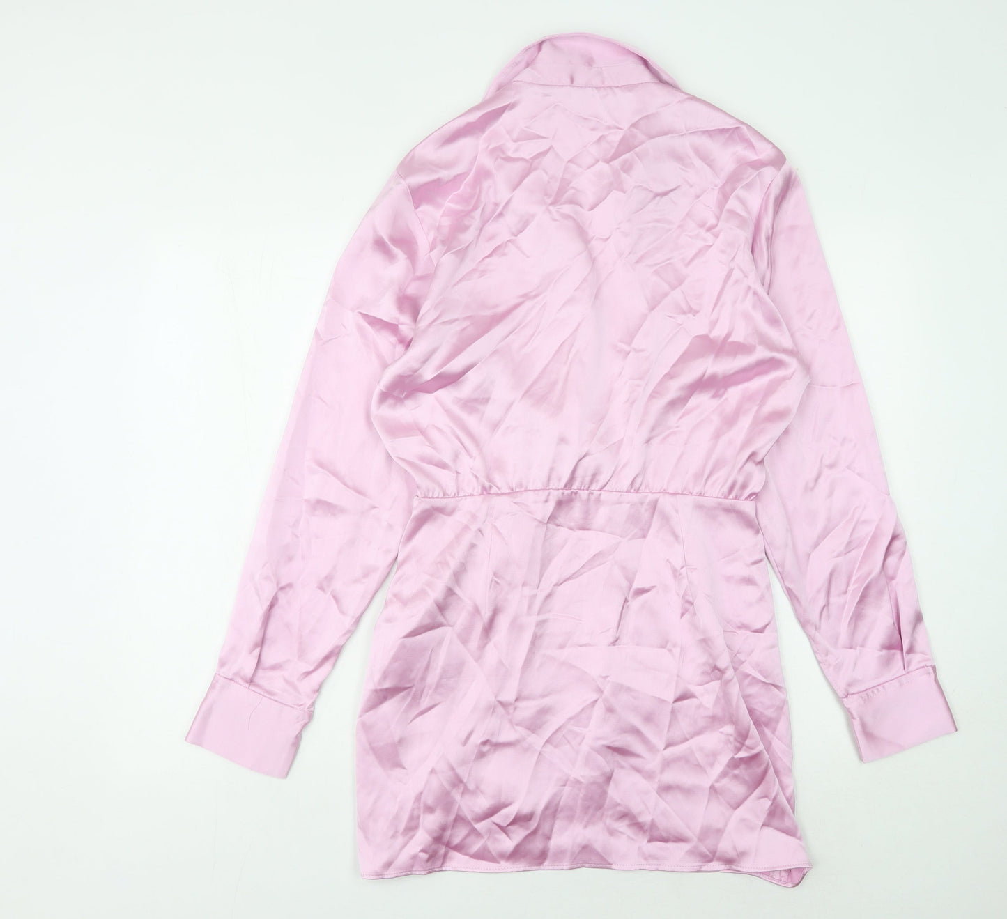 Zara Women's Pink Shirt Dress, Size 12, Spring Classic