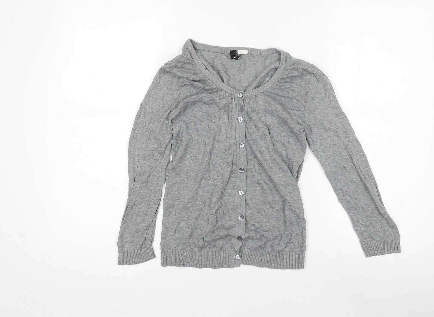 Divided Women’s Grey Cardigan, Size 8, Scoop Neck