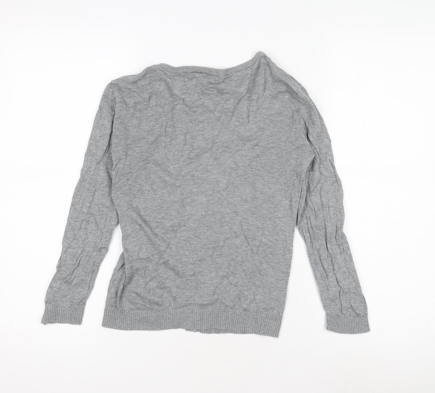 Divided Women’s Grey Cardigan, Size 8, Scoop Neck