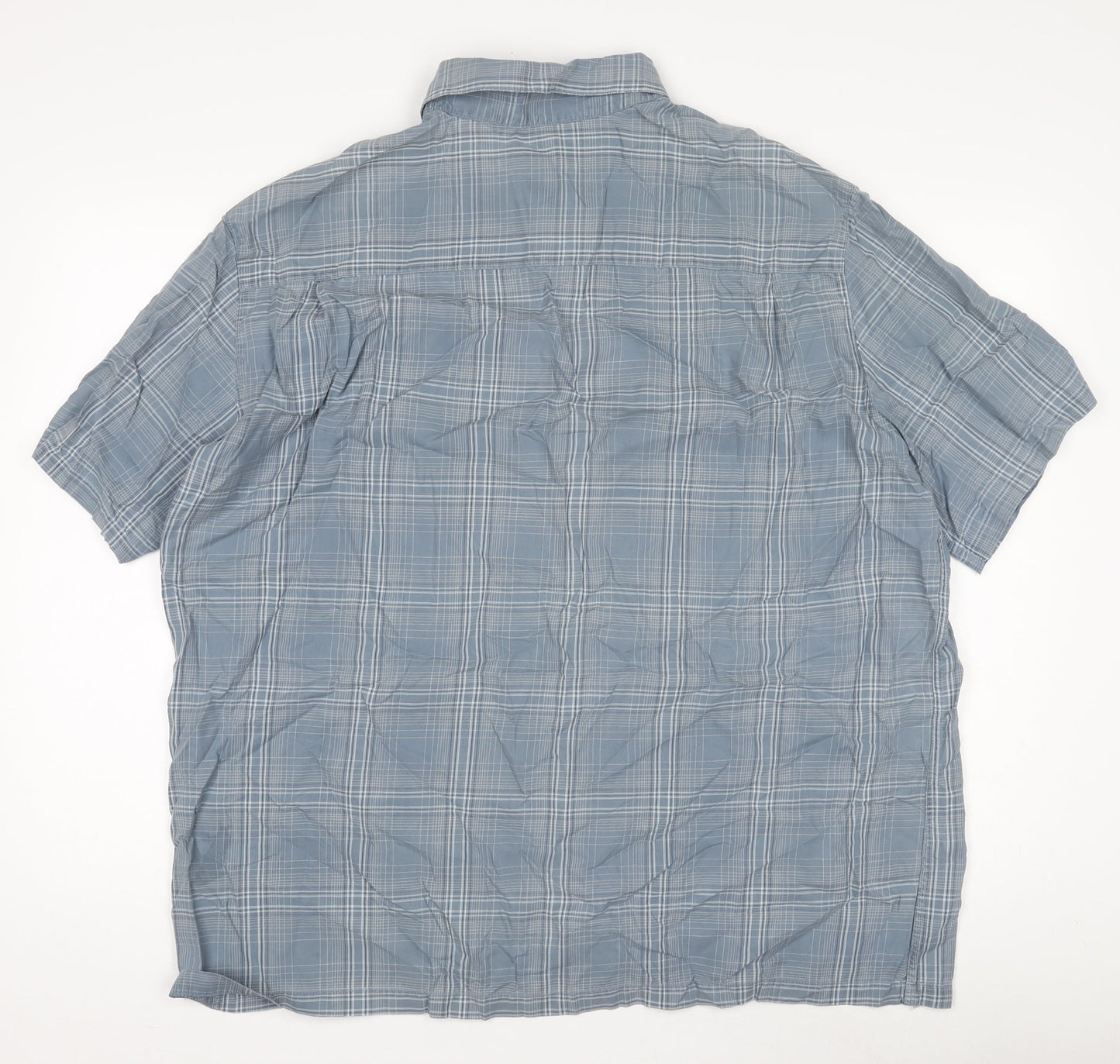 Marks and Spencer Mens Blue Check Short Sleeve Shirt XXL