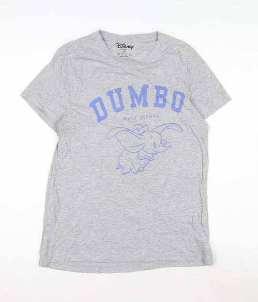 Disney Women's Grey Cartoon T-Shirt - 2XS Casual
